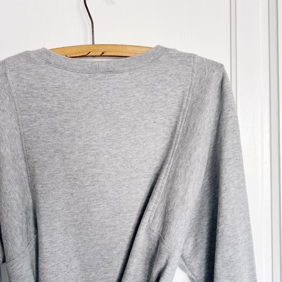 ALC • Atlas Tie-Front Sweatshirt grey terry knit dolman sleeve wrap waist - Picture 12 of 13